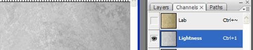 In the Channels Pallete, you can view the "Lightness", "a", & "b" Channels.