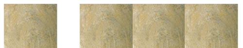 Here's the original image of our ceramic tile [Far Left] and some copies of it combined to form a pattern. I'm sure you can see the problem.
